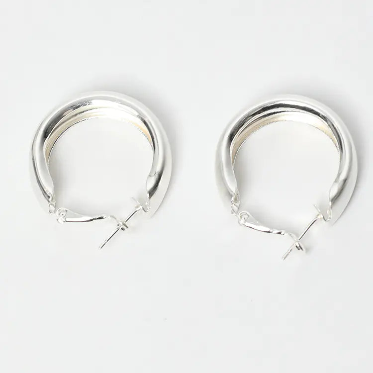 Stylish Minimalist Brushed Metal Circle Earrings